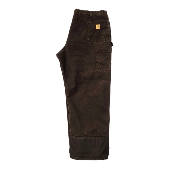 Carhartt B136 DKB Loose Fit Duck Double-Front Dungaree Quilted Lined Brown 48x30 - Picture 7 of 10